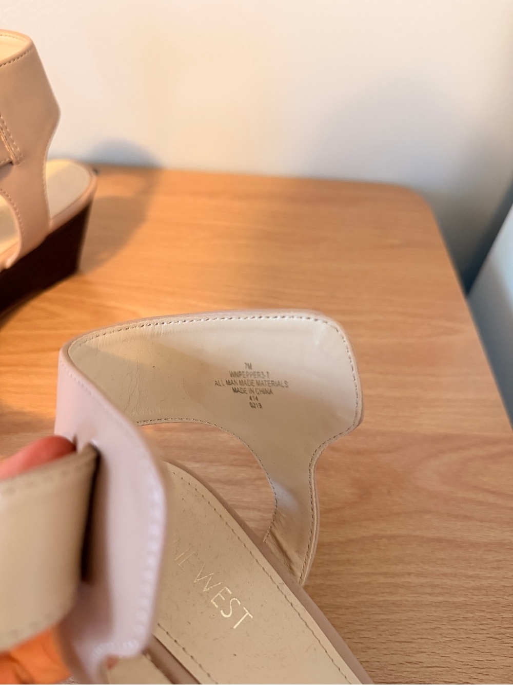 Nine West Blush Taupe Ankle-Strap Wedge Sandals - Picture 3 of 4